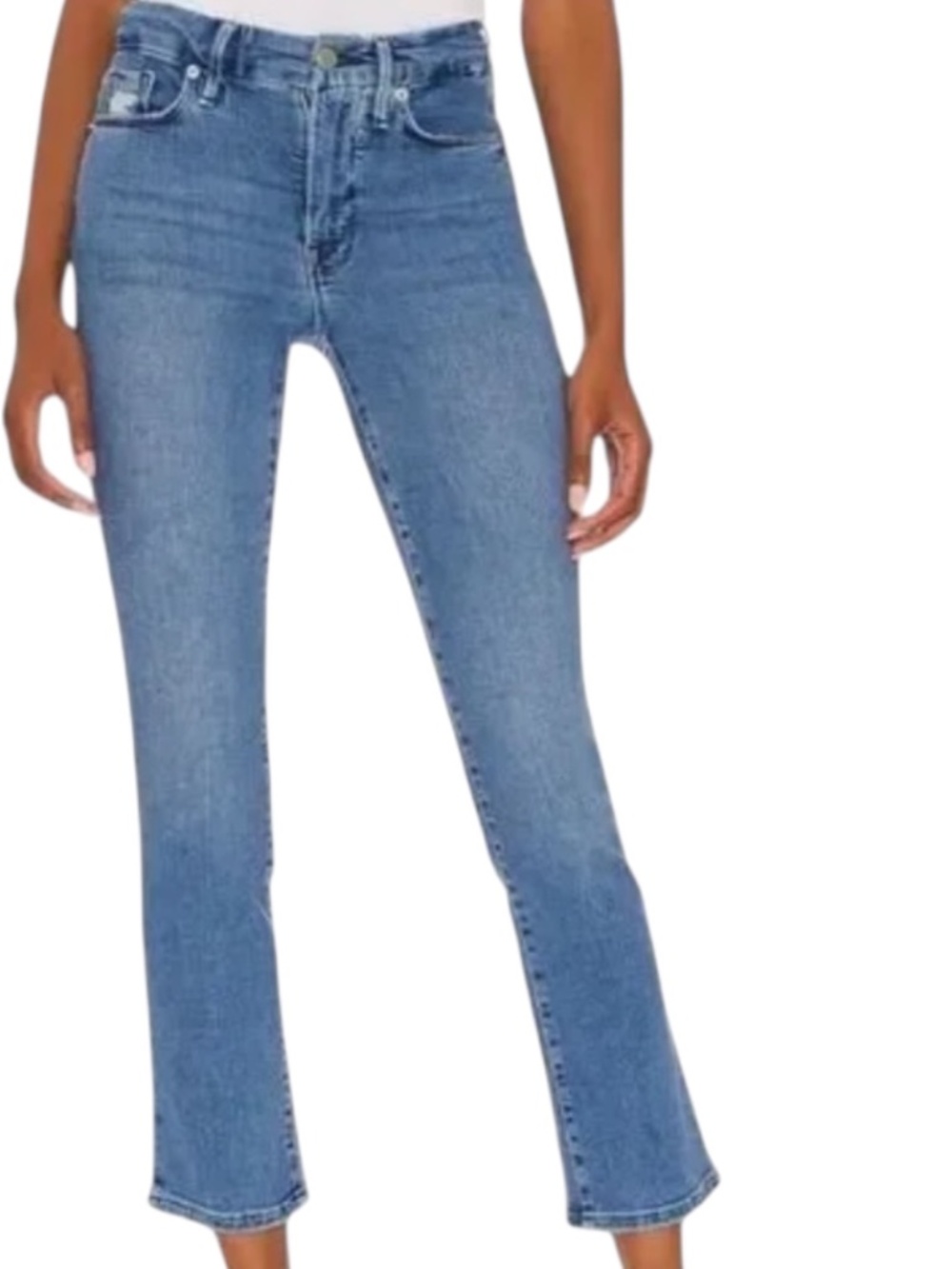 Good American Good Straight Jeans Indigo127 Distressed Organic Cotton 0/25